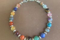 Multi Stone Gemstone Bracelet, Sterling Silver Bracelet, Adjustable Bracelet