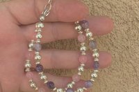 Amethyst and Rose Quartz Bracelet, Sterling Silver Bracelet, Multistrand Gemstone Bracelet