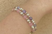 Amethyst and Rose Quartz Bracelet, Sterling Silver Bracelet, Multistrand Gemstone Bracelet