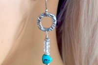 Turquoise Nugget Earrings, Imperial Topaz Earrings, Sterling Silver Earrings