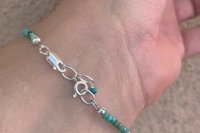 Turquoise Dainty Bracelet, Southwestern Bracelet, Blue/Green 2mm Turquoise Gemstones, Layering Bracelet, Sterling Silver Bracelet