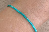Turquoise Dainty Bracelet, Southwestern Bracelet, Blue/Green 2mm Turquoise Gemstones, Layering Bracelet, Sterling Silver Bracelet