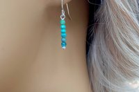 Dainty, Tiny Turquoise Earrings, Green/Blue Turquoise Faceted Earrings