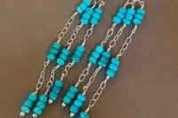 Turquoise Earrings, Sterling Silver Chain Earrings, Gemstone Earrings, Imperial Topaz Earrings