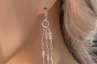 Turquoise Earrings, Sterling Silver Chain Earrings, Gemstone Earrings, Imperial Topaz Earrings