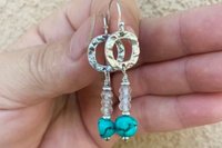 Turquoise Nugget Earrings, Imperial Topaz Earrings, Sterling Silver Earrings
