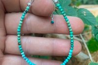 Turquoise Dainty Bracelet, Southwestern Bracelet, Blue/Green 2mm Turquoise Gemstones, Layering Bracelet, Sterling Silver Bracelet