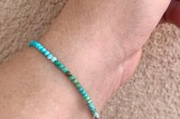 Turquoise Dainty Bracelet, Southwestern Bracelet, Blue/Green 2mm Turquoise Gemstones, Layering Bracelet, Sterling Silver Bracelet