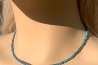 Chrysocolla Dainty Necklace, Layering Necklace , Micro Faceted Gemstone Necklace