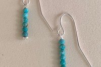 Dainty, Tiny Turquoise Earrings, Green/Blue Turquoise Faceted Earrings