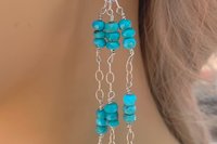 Turquoise Earrings, Sterling Silver Chain Earrings, Gemstone Earrings, Imperial Topaz Earrings