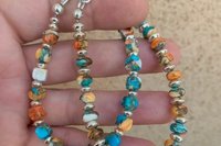 Kingman Turquoise, Spiny Oyster Shell, Bronze and Sterling Silver Bracelet, Southwestern Bracelet