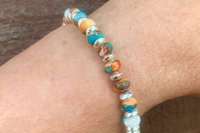 Kingman Turquoise, Spiny Oyster Shell, Bronze and Sterling Silver Bracelet, Southwestern Bracelet