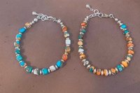 Kingman Turquoise, Spiny Oyster Shell, Bronze and Sterling Silver Bracelet, Southwestern Bracelet