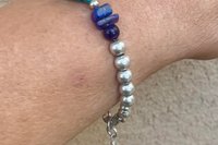 Turquoise, Carnelian and Lapis Lazuli Bracelet, Sterling Silver Bracelet, Mixed Gemstone Bracelet