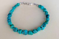 Men’s Turquoise Nugget Bracelet, Sterling Silver Bracelet, Gift For Him, Faceted Turquoise Nuggets, Men’s Jewelry