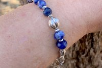 Sodalite Gemstone Bracelet, Bali Sterling Silver Bracelet, Boho Style Jewelry, Women’s Bracelet