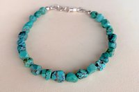 Men’s Turquoise Nugget Bracelet, Sterling Silver Bracelet, Gift For Him, Faceted Turquoise Nuggets, Men’s Jewelry