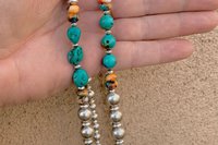 Turquoise Southwestern Style Necklace, Spiny Oyster and Sterling Silver Necklace, Statement Jewelery