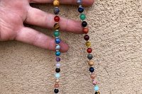 Multicolored Gemstone Necklace with Sterling Silver Beads.
