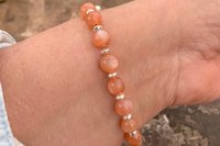 Sunstone Gemstone Beads and Sterling Silver Bracelet.