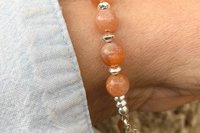 Sunstone Gemstone Beads and Sterling Silver Bracelet.