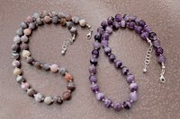 Banded Amethyst Necklace, Sterling Silver Necklace, Botswana Agate, Statement Necklace