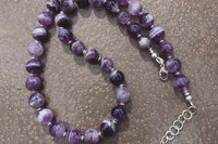 Banded Amethyst Necklace, Sterling Silver Necklace, Botswana Agate, Statement Necklace
