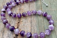 Banded Amethyst Necklace, Sterling Silver Necklace, Botswana Agate, Statement Necklace