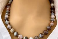 Banded Amethyst Necklace, Sterling Silver Necklace, Botswana Agate, Statement Necklace
