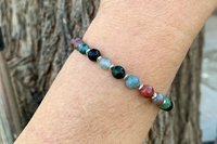 Faceted Fancy Jasper Bracelet, Sterling Silver Bracelet, Multicolored Jasper Bracelet