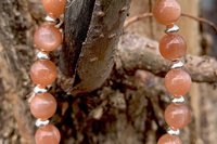 Sunstone Gemstone Beads and Sterling Silver Bracelet.