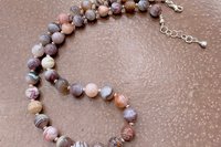 Banded Amethyst Necklace, Sterling Silver Necklace, Botswana Agate, Statement Necklace