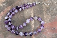 Banded Amethyst Necklace, Sterling Silver Necklace, Botswana Agate, Statement Necklace