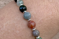 Faceted Fancy Jasper Bracelet, Sterling Silver Bracelet, Multicolored Jasper Bracelet
