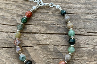 Faceted Fancy Jasper Bracelet, Sterling Silver Bracelet, Multicolored Jasper Bracelet