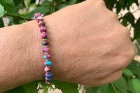 Purple Dahlia Kingman Turquoise Rondell Bracelet, Sterling Silver Bracelet, Southwestern Style
