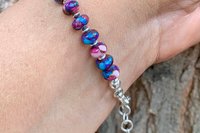 Purple Dahlia Kingman Turquoise Rondell Bracelet, Sterling Silver Bracelet, Southwestern Style