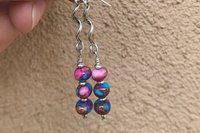 Purple Dahlia Kingman Turquoise, Purple Spiny Oyster Shell, Bronze and Sterling Silver Earrings