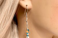 Kingman Turquoise, Spiny Oyster Shell, Bronze and Sterling Silver Southwestern Earrings