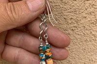 Kingman Turquoise, Spiny Oyster Shell, Bronze and Sterling Silver Southwestern Earrings