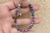 Purple Dahlia Kingman Turquoise Rondell Bracelet, Sterling Silver Bracelet, Southwestern Style