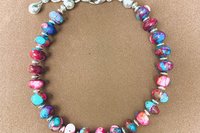 Purple Dahlia Kingman Turquoise Rondell Bracelet, Sterling Silver Bracelet, Southwestern Style