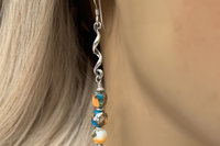 Kingman Turquoise, Spiny Oyster Shell, Bronze and Sterling Silver Southwestern Earrings