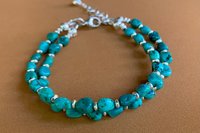 Turquoise Nugget and Sterling Silver Bracelet, Multi-Strand Bracelet, Gift For Her, Southwestern Style Jewelry