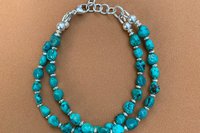 Turquoise Nugget and Sterling Silver Bracelet, Multi-Strand Bracelet, Gift For Her, Southwestern Style Jewelry