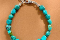 Men’s Turquoise Nugget Bracelet, Sterling Silver Bracelet, Men’s Turquoise Jewelry, Gift for Him