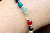 Multicolored Gemstone Energy Bracelet, Chakra Gemstones, Faceted Energy Prism Bracelet, Sterling Silver Bracelet