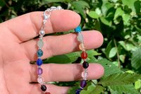 Multicolored Gemstone Energy Bracelet, Chakra Gemstones, Faceted Energy Prism Bracelet, Sterling Silver Bracelet