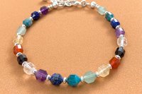 Multicolored Gemstone Energy Bracelet, Chakra Gemstones, Faceted Energy Prism Bracelet, Sterling Silver Bracelet